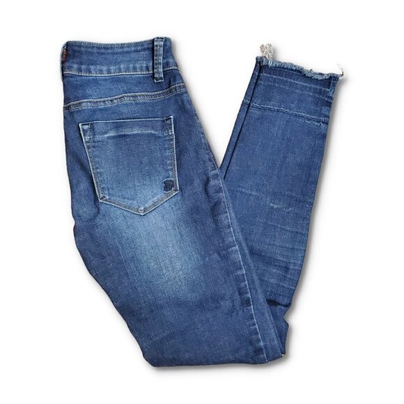 💎172 Indigo Rein Denim Raw Hem Ankle Skinny Slim Blue Jeans - Picture 4 of 7